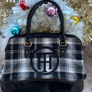 Tommy Hilfiger leather and fabric satchel